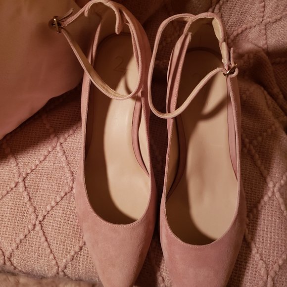 27 Edit : Naturalizer Maris Cameo, Pink Suede Ankle Strap Dress Shoes - Picture 5 of 7